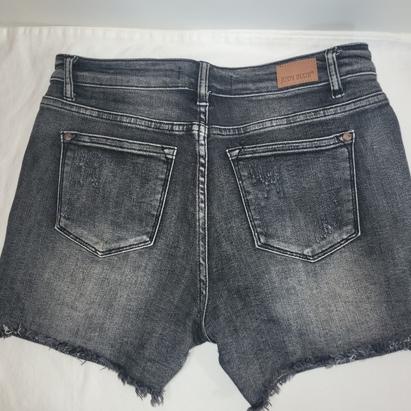 Judy Blue Denim Jean Shorts Cut Off Women's Medium‎ Black High Rise - Picture 5 of 10